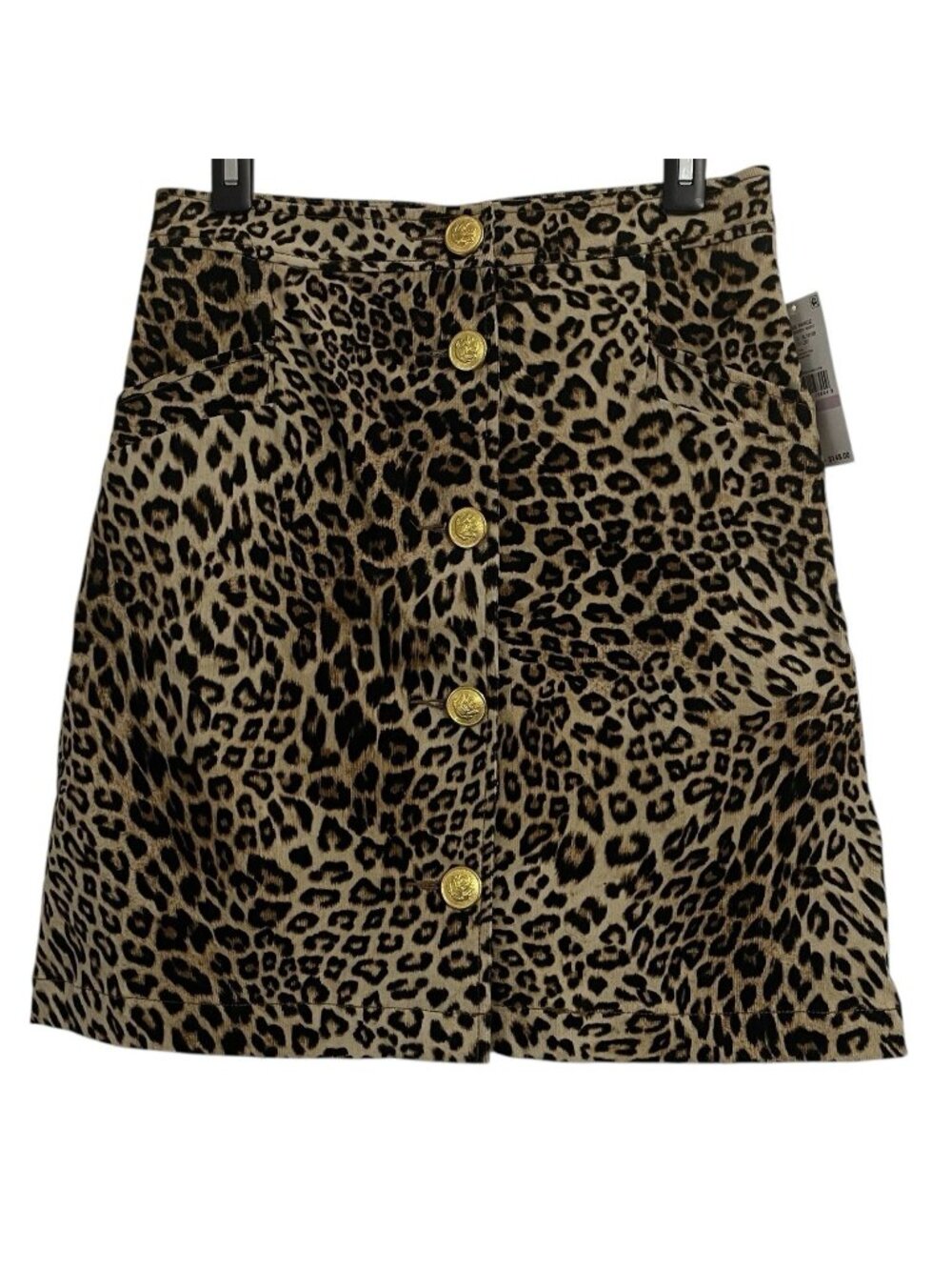Karen Kane Womens Skirt Size 6 Leopard Animal Print Corduroy Button Front NWT